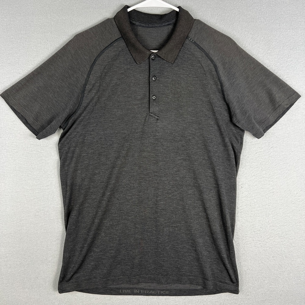 Lululemon Polo Shirt Fits M Metal Vent Casual Stretch Performance‎ Heather Gray